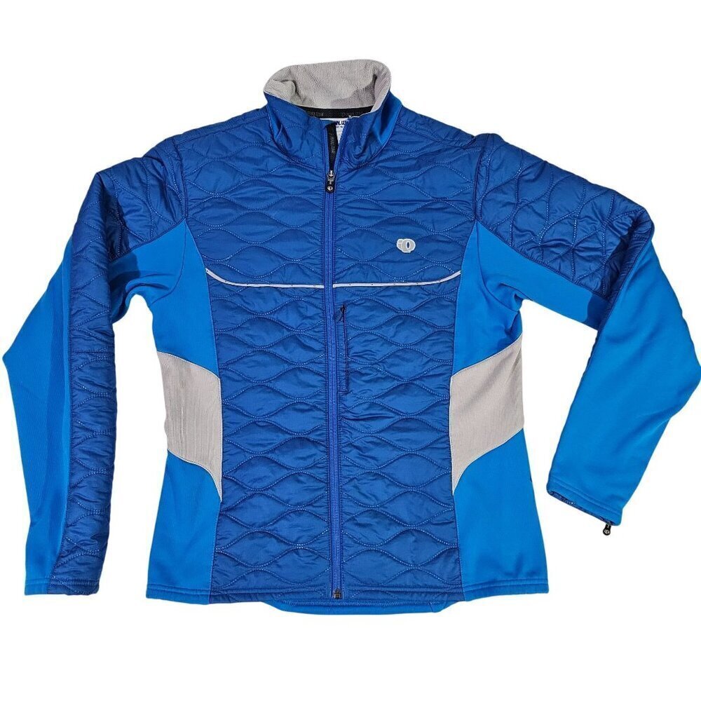 Pearl Izumi Medium Blue Gray Quilted Full-Zip Womens Cycling Jacket Reflective